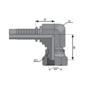 Codo 90º prensar compacto acero cono 60º 1/4" BSP tubo 1/4"