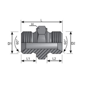 Adaptador hidraulico macho-macho cono 60º acero zincado 1/2" BSP - 3/4" BSP - Imagen 2