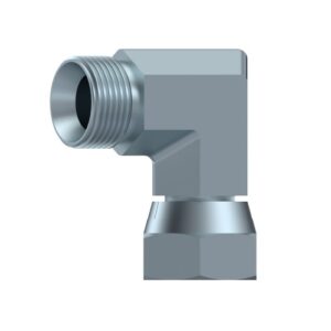 Codo hidraullico 90º macho-hembra giratoria cono 60º forja acero zincado 1/4" BSP