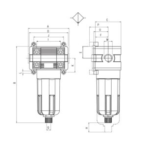 Filtro coalescente Aignep FC3 0,01 micra purga manual con rosca 1" T015309401000 - Imagen 2