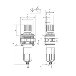 Filtro regulador Aignep FR3 20 micras 0-12 bar purga manual con rosca 3/4" T030307241000 - Imagen 2
