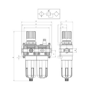 Filtro regulador lubricador Aignep FR+L1 20 micras 0-12 bar purga manual con rosca 3/8" T100104241100 - Imagen 2