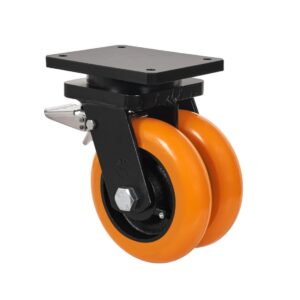 Rueda poliuretano giratoria con freno Alex diametro 200 mm. 2-0048