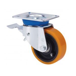 Rueda poliuretano giratoria con freno Alex diametro 80 mm. 2-0601