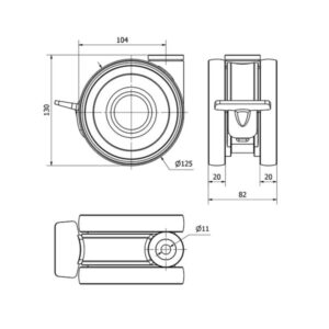 Rueda poliuretano giratoria con freno Alex diametro 125 mm. 2-0099 - Imagen 2