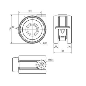Rueda poliuretano giratoria con freno Alex diametro 125 mm. 2-0101 - Imagen 2