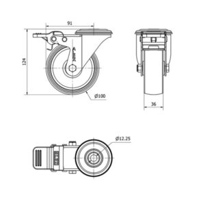 Rueda poliamix giratoria Alex diametro 100 mm. 2-0129 - Imagen 2