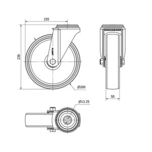 Rueda poliamix giratoria  Alex diametro 200 mm. 2-0147 - Imagen 2