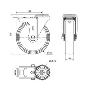 Rueda poliamix giratoria Alex diametro 200 mm. 2-0148 - Imagen 2