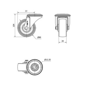 Rueda poliamix giratoria  Alex diametro 80 mm. 2-0154 - Imagen 2
