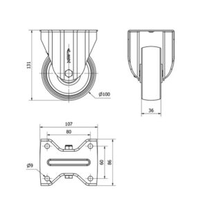 Rueda poliamix fija Alex diametro 100 mm. 2-0157 - Imagen 2