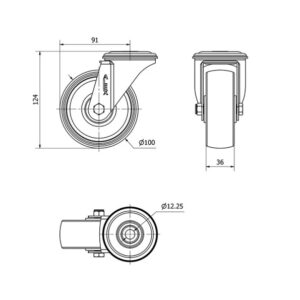 Rueda poliamix giratoria  Alex diametro 100 mm. 2-0166 - Imagen 2