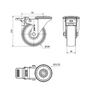 Rueda poliamix giratoria Alex diametro 100 mm. 2-0167 - Imagen 2