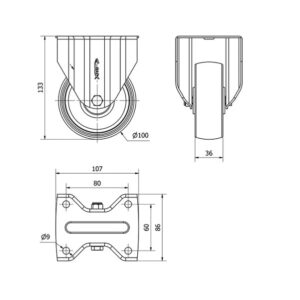 Rueda poliamix fija Alex diametro 100 mm. 2-0169 - Imagen 2