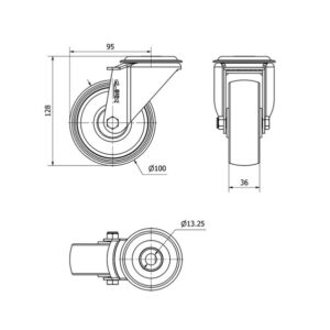 Rueda poliamix giratoria  Alex diametro 100 mm. 2-0171 - Imagen 2