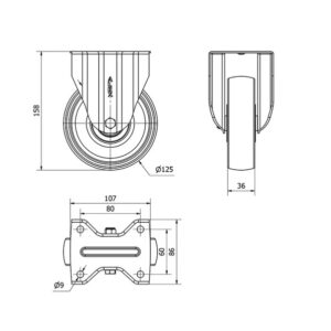 Rueda poliamix fija Alex diametro 125 mm. 2-0174 - Imagen 2