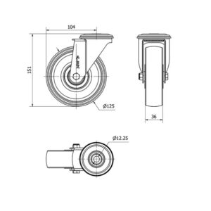 Rueda poliamix giratoria  Alex diametro 125 mm. 2-0178 - Imagen 2