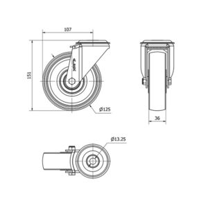 Rueda poliamix giratoria  Alex diametro 125 mm. 2-0183 - Imagen 2