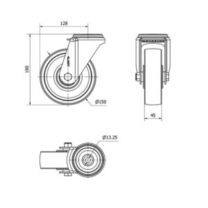 Rueda poliamix giratoria  Alex diametro 150 mm. 2-0192 - Imagen 2