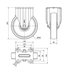 Rueda poliamix fija Alex diametro 200 mm. 2-0200 - Imagen 2
