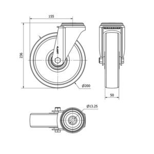 Rueda poliamix giratoria  Alex diametro 200 mm. 2-0208 - Imagen 2