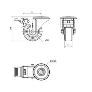 Rueda poliuretano giratoria con freno Alex diametro 80 mm. 2-0332 - Imagen 2