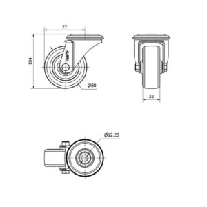 Rueda poliuretano giratoria  Alex diametro 80 mm. 2-0333 - Imagen 2