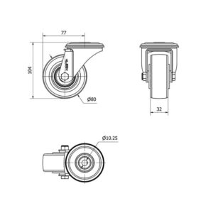Rueda poliuretano giratoria  Alex diametro 80 mm. 2-0338 - Imagen 2
