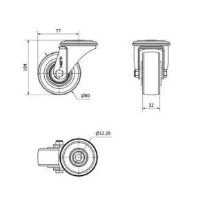 Rueda poliuretano giratoria  Alex diametro 80 mm. 2-0340 - Imagen 2