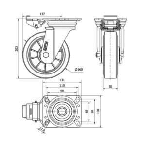 Rueda goma giratoria con bloqueo direccional Alex diametro 160 mm. 2-0399 - Imagen 2