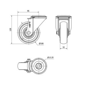 Rueda poliuretano giratoria Alex diametro 100 mm. 2-0545 - Imagen 2