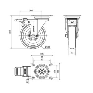 Rueda poliuretano giratoria Alex diametro 125 mm. 2-0580 - Imagen 2