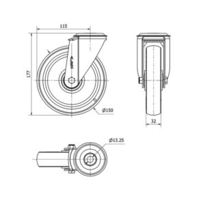 Rueda poliuretano giratoria Alex diametro 150 mm. 2-0592 - Imagen 2