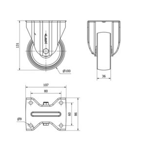 Rueda poliamix fija Alex diametro 100 mm. 2-3631 - Imagen 2