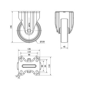 Rueda poliamix fija Alex diametro 150 mm. 2-3632 - Imagen 2