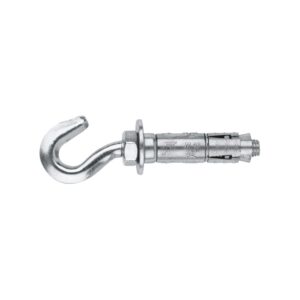 Anclaje metalico con gancho forjado zamak zincado Index M6 x 45  mm. D-12 AZAMGFO06